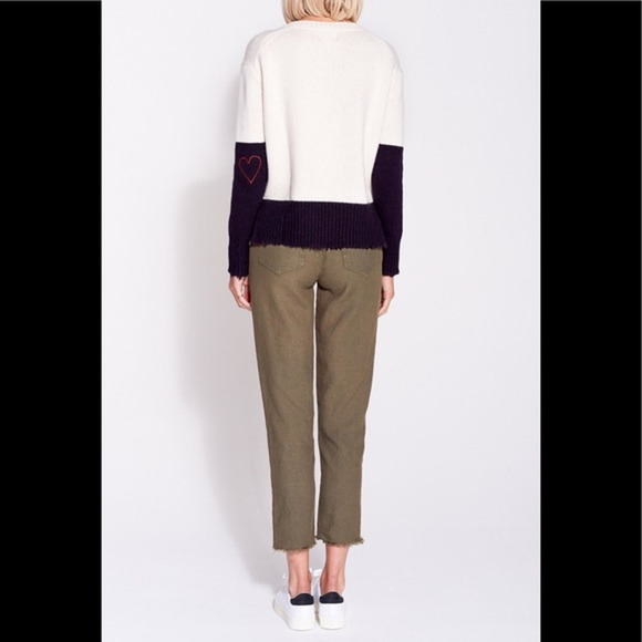 Sundry Sweaters - Sundry Loose Fitting White & Black Heart on Elbow Knit Sweater 0 (XS) NWT $195